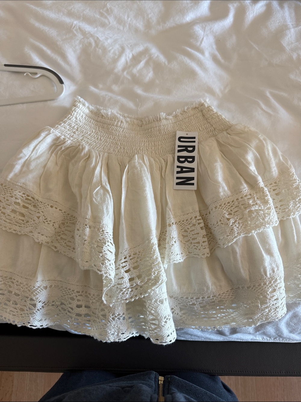 Urban Outfitters Cream Layered Lace Skater Skirt